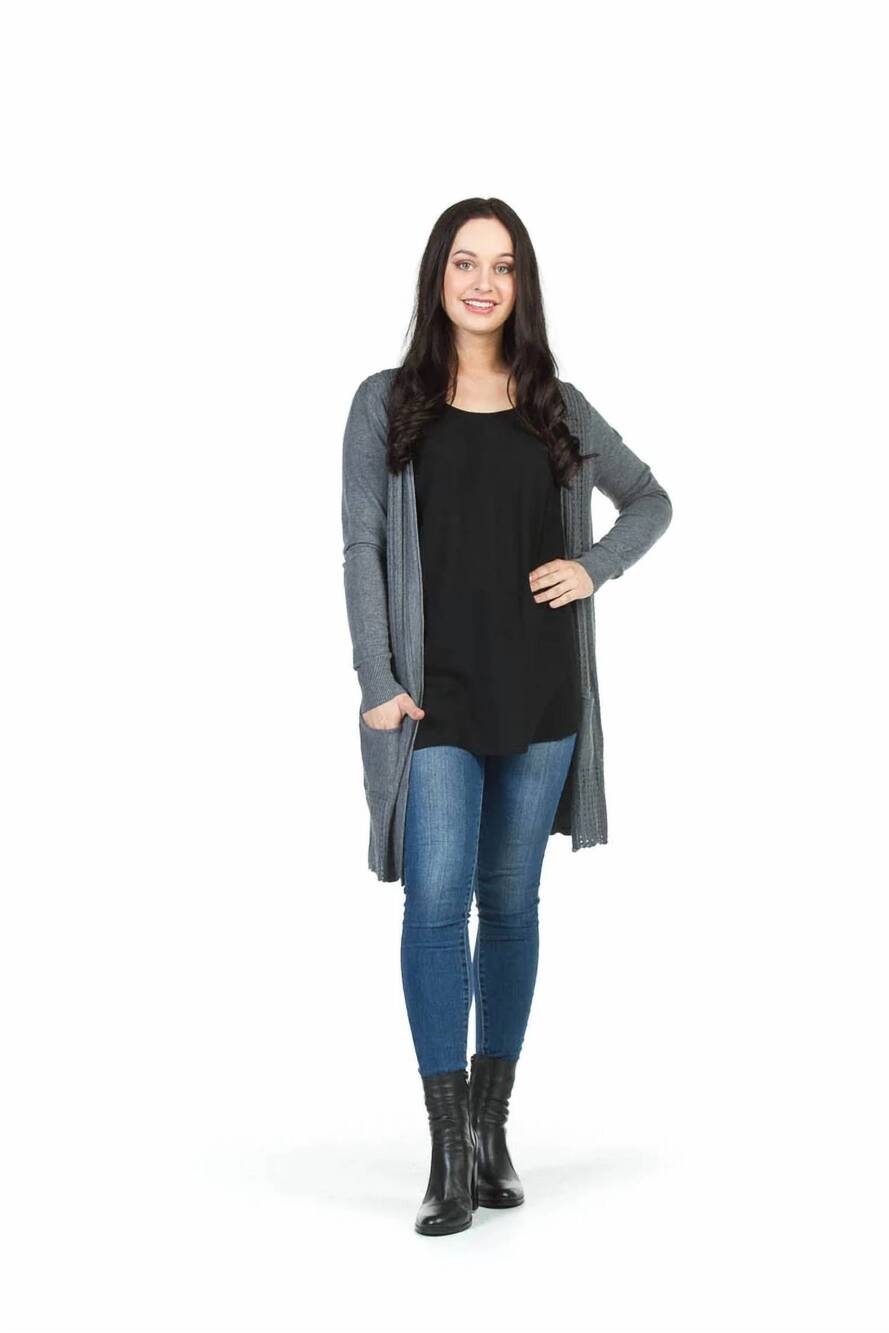 NEW PAPILLON soft textured cardigan with pockets in grey